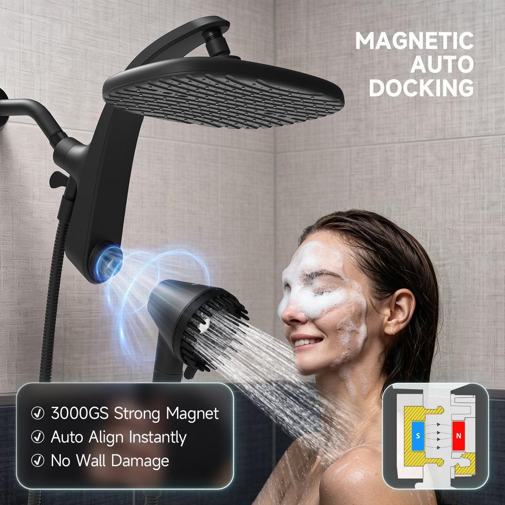 Shower Head with Handheld, High Pressure Showerhead, Black 1.75 GPM