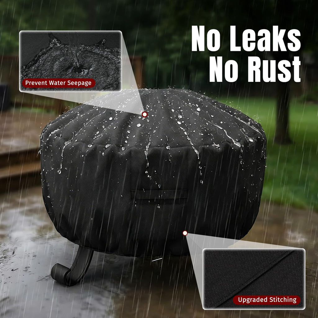 Fire Pit Cover Round, Fits for 32-36 Inch Fire Pit Table, 600D Heavy Duty Fabric, Waterproof and Windproof, 36" D x