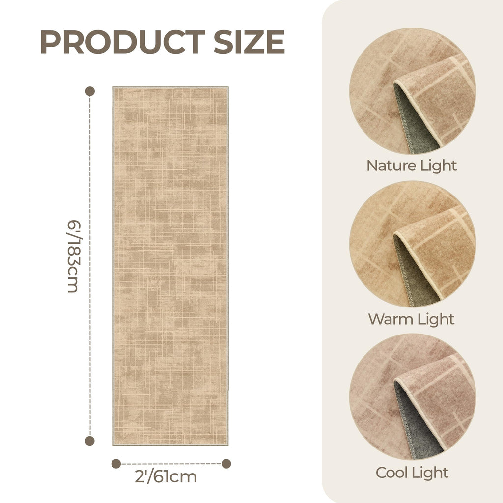 2x6 Runner Rug Non Slip, Washable Hallway Runner Rug, Brown