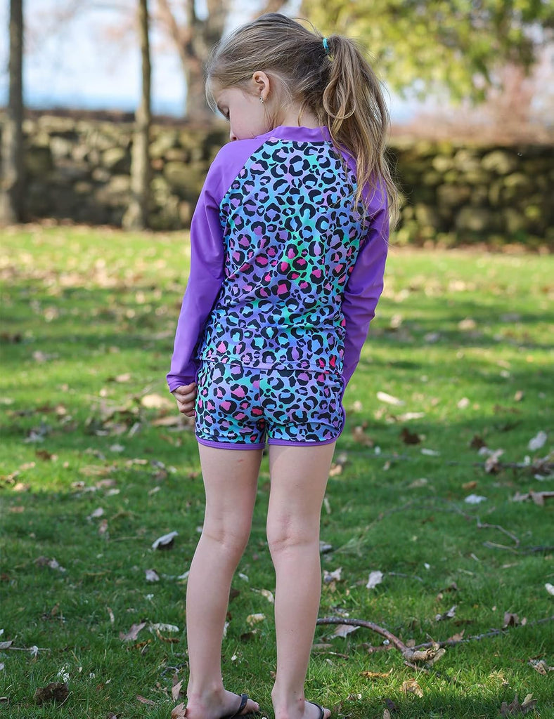Girls 2 Pieces Rash Guard Swimsuit Long Sleeve Tankini
