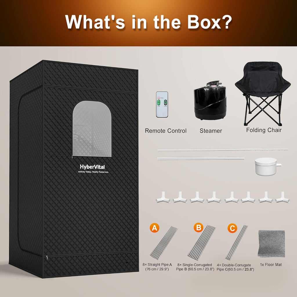 Portable Sauna for Home, Spacious Sauna Tent with 3.0L Fast-Heating Steamer Steamer & Ergonomic Chair for Full Body