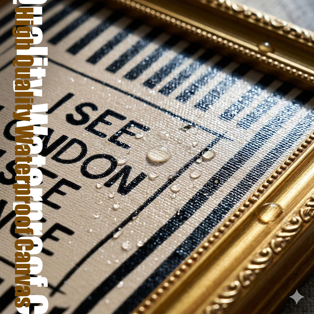 I SEE LONDON I SEE FRANCE Framed Canvas Print, Gold Ornate Wall Art, Funny Quote Bathroom Painting, Retro Black White