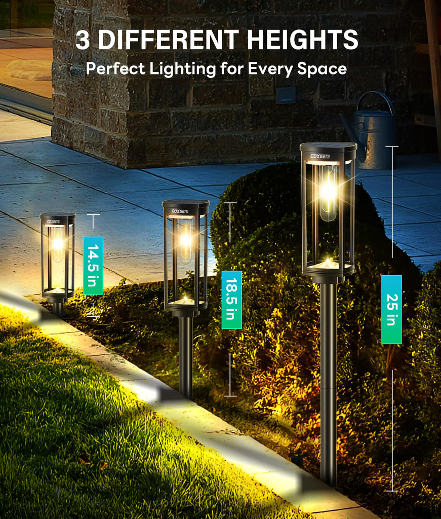 Solar Pathway Lights Outdoor Waterproof Warm White, 2 Pack