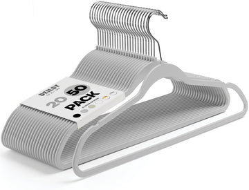TM Non-Velvet Thin Hangers Space Saving Gray Hangers 50 Pack
