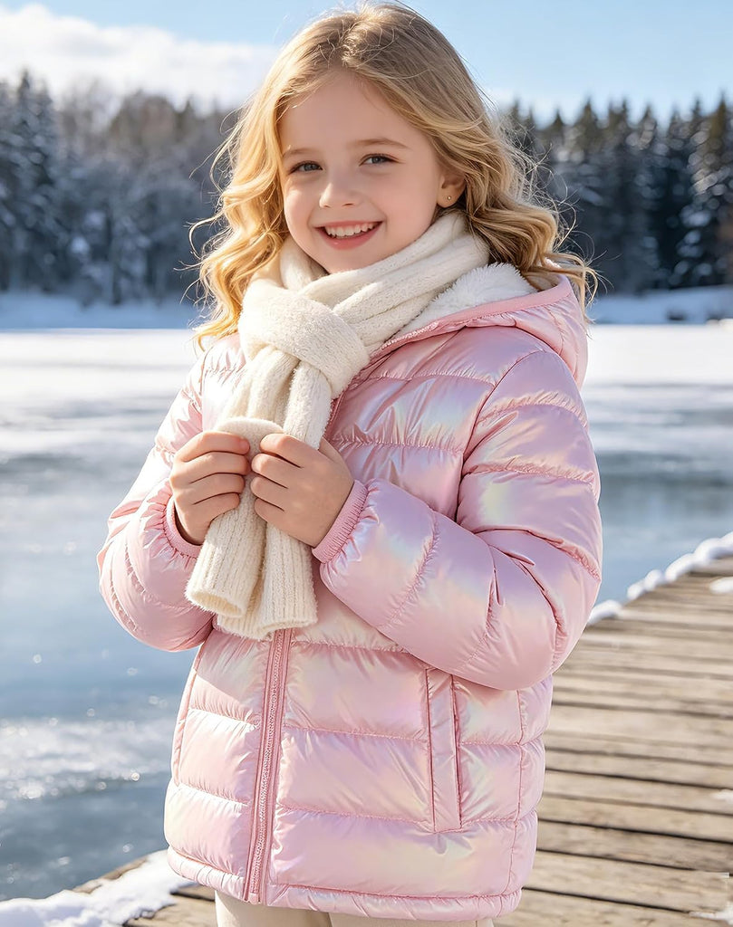 Girls Hooded Puffer Jacket Warmth Padded Winter Coat