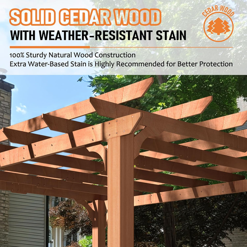10' x 12' Patio Pergola, Cedar Wood Pergolas with Solid Stru - Image 4
