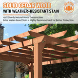 10x12 FT Wooden Pergola, Cedar Wood Gazebo with Flat Roof, O - Image 5