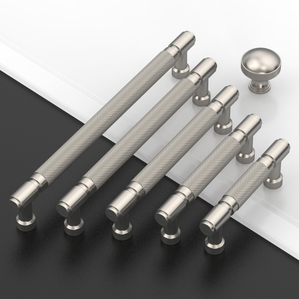 10 Pack Brushed Satin Nickel knurled Cabinet Pulls 5"