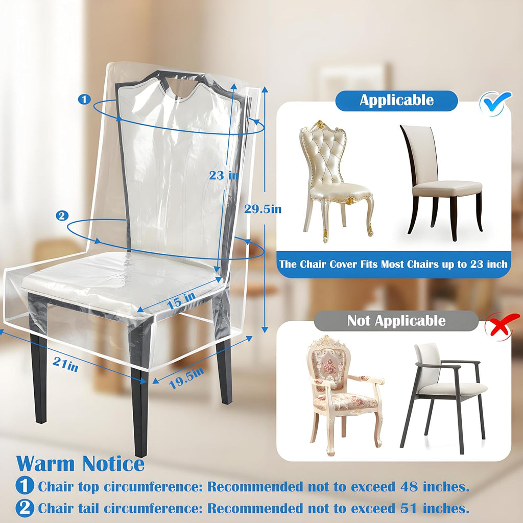 Dining Chair Covers, Waterproof Kitchen Chair Protectors, Clear Plastic Seat Chair Protector, Keep Your Chair Away from