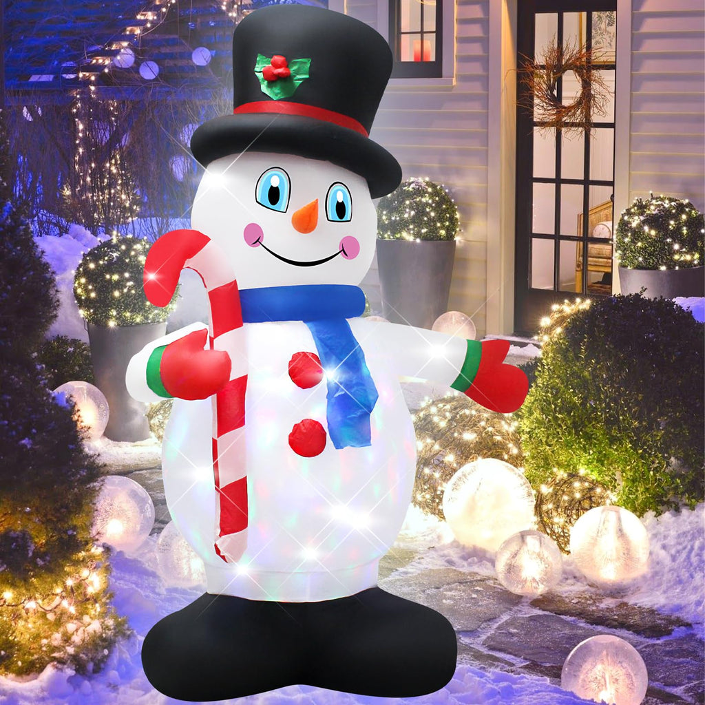 5Ft Christmas Inflatable White Snowman with LED Lights Decoration