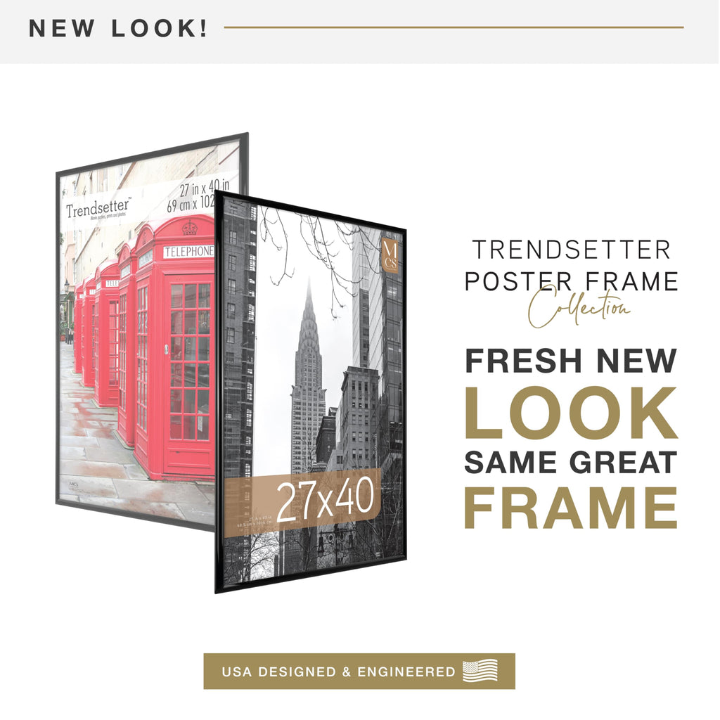 Trendsetter Movie Poster Frame, 27x40, Black High-Gloss, 3-Pack