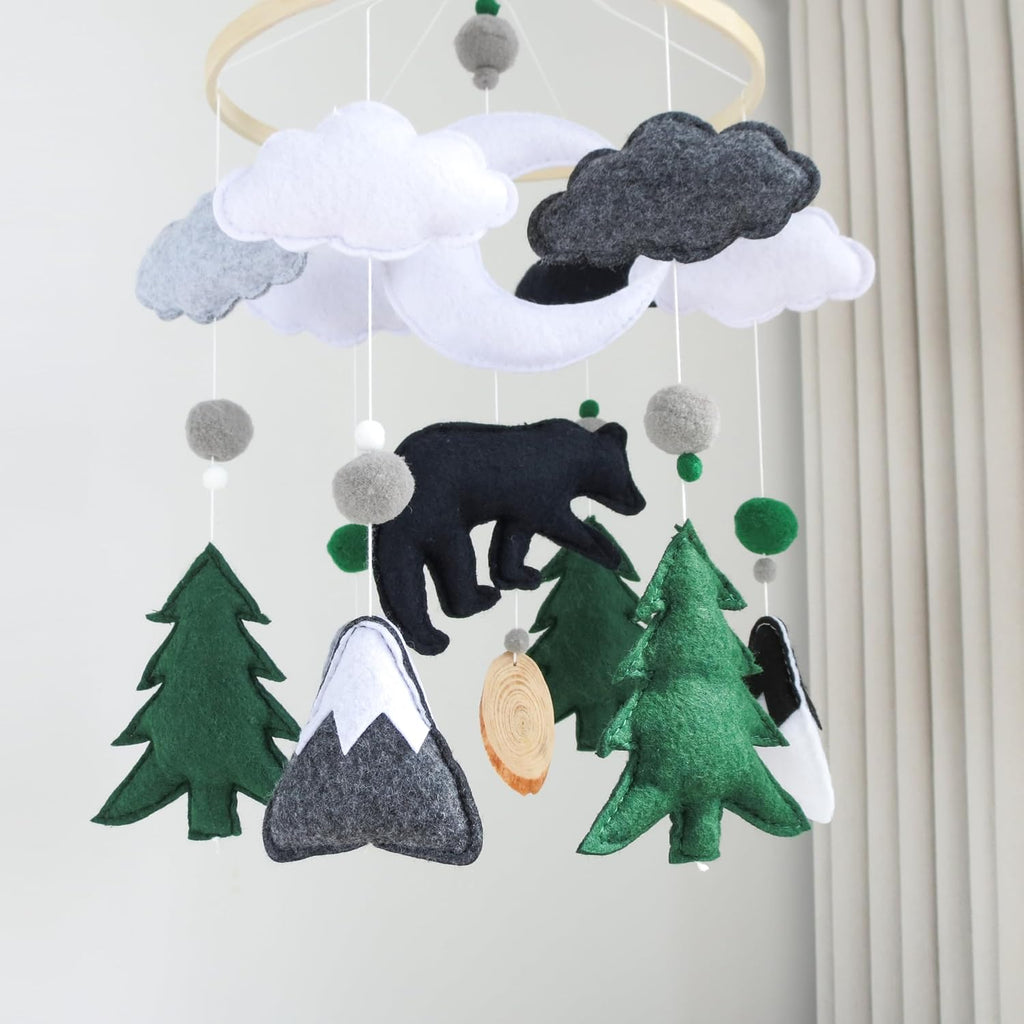 Woodland Mobile for Crib Bear Baby Mobile for Crib Woodland Crib Mobile for Boys Girls Forest Baby Nursery Mobile