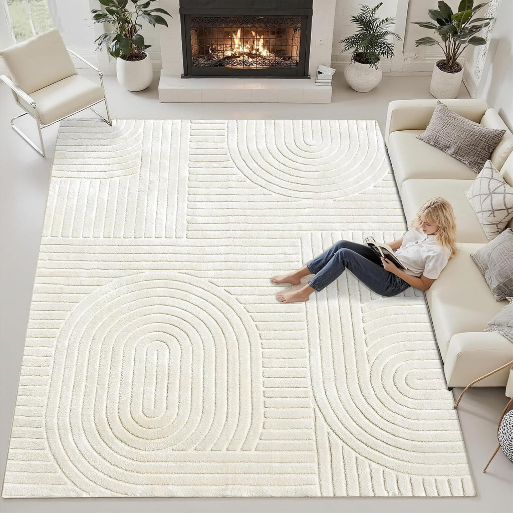 Beige Solid Area Rug, Washable Rugs Bedroom