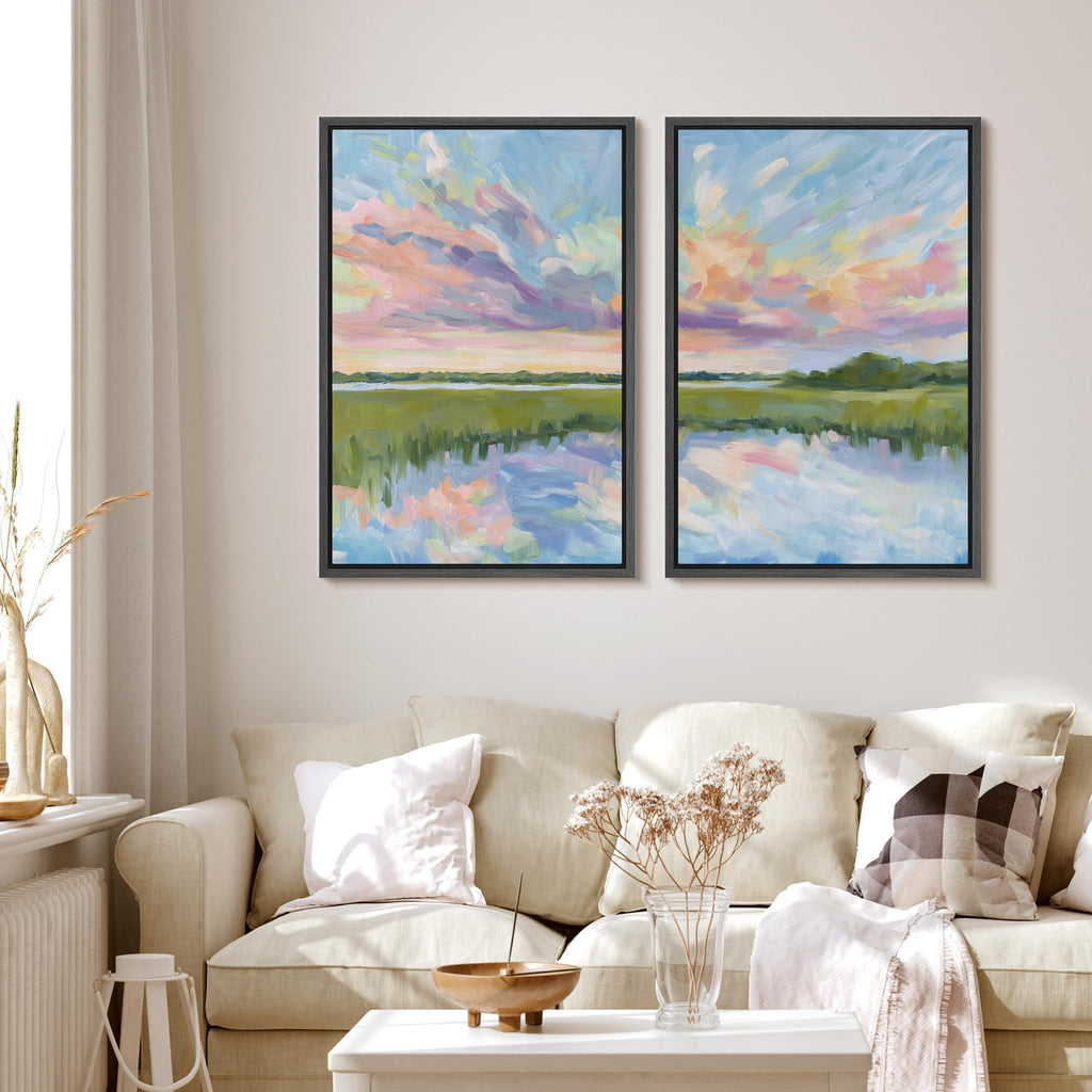 Framed Wall Art Print Colorful Impressionist Sky Reflection Landscape Illustrations Modern Art Decorative Bohemian