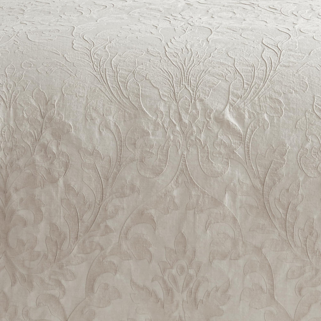 Alessio Beige Comforter Set - Comforter + One Standard Pillow Cases - Floral Damask - Beige and Cream