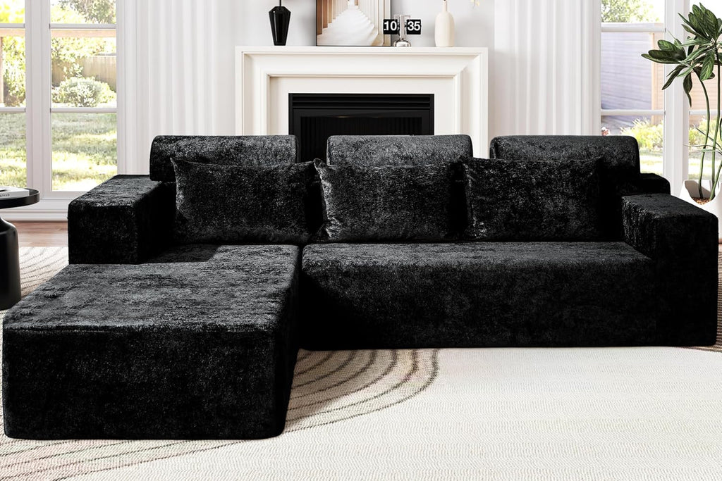 Homguava Modular Sectional Couches for Living Room,105" Cloud Couch with L-Shape Chaise,Comfy Sofa Living Room Couch