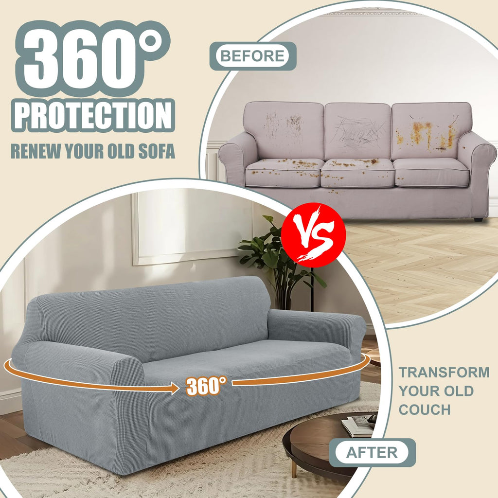 Stretch Couch Covers for Sofa Washable, Large, Light Grey