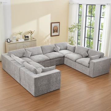 146''Cloud Boneless Sectional Couch, Modular Sectional Sofa Deep Seat, Oversized Upholstered Convertible Comfy 8