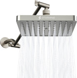 Square Rain Shower Head with Extension Arm - Height Adjustable Shower Head with High Pressure Performance