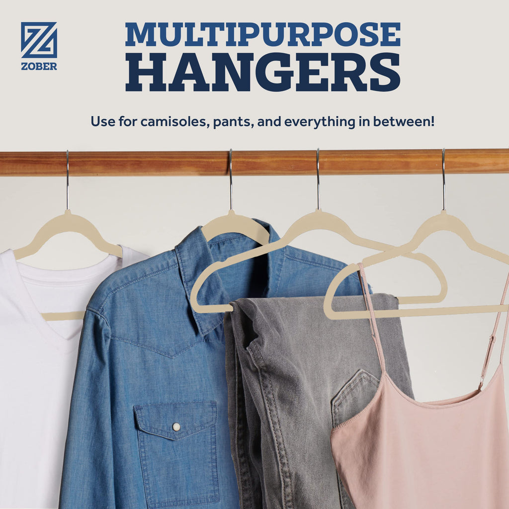 Velvet Hangers 50 Pack - Ivory for Coats, Pants & Dress Clothes - Non Slip w/ 360 Degree Swivel, Holds up to 10 lbs