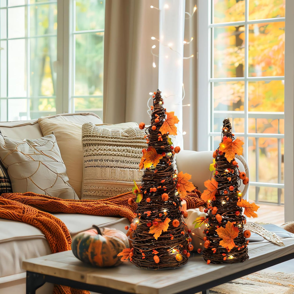 Fall Decor, Fall Tabletop Trees, Lighted Pumpkin Thanksgiving Decorations
