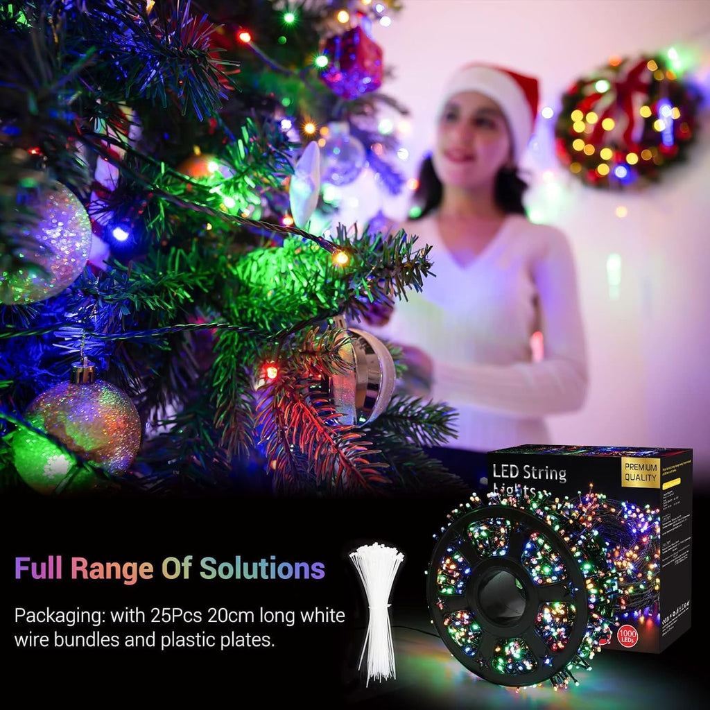 164ft 2000 LED Cluster Christmas Lights - Dark Green Wire Christmastree Lights - Multicolor 8 Modes Outdoor