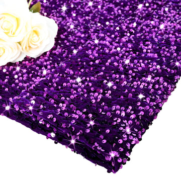 Purple Sequin Fabric by The Yard Stretchy Glitter Fabric for Sewing 4 Yards Thick Velvet Fabric Metallic Material