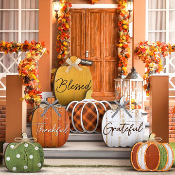Farmhouse Outdoor Fall Decoration Porch, Pumpkin - Set of 6
