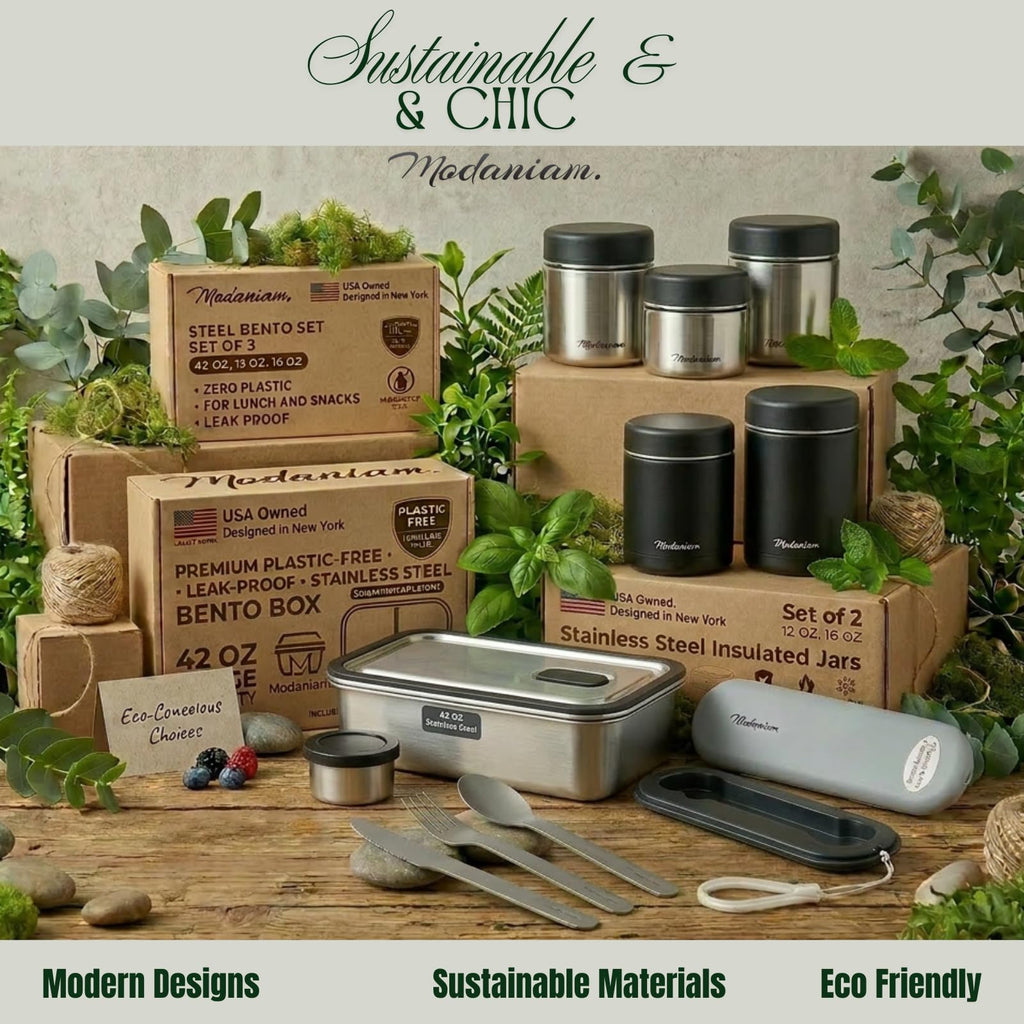 Travel Stainless Steel Canister Set with Airtight Lid - Set of, 16 OZ, 24oz, Coffe, Tea, lunch, Snacks, Metal