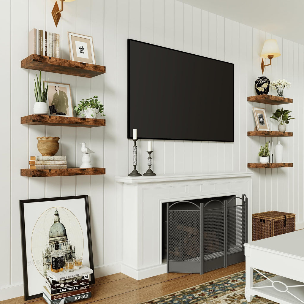 Floating Shelves for Wall Mounted 16 inch Set of 2, Rustic Brown