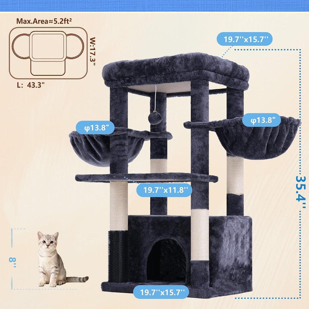 Cat Tree Tower with Large Platform, Spacious Condo