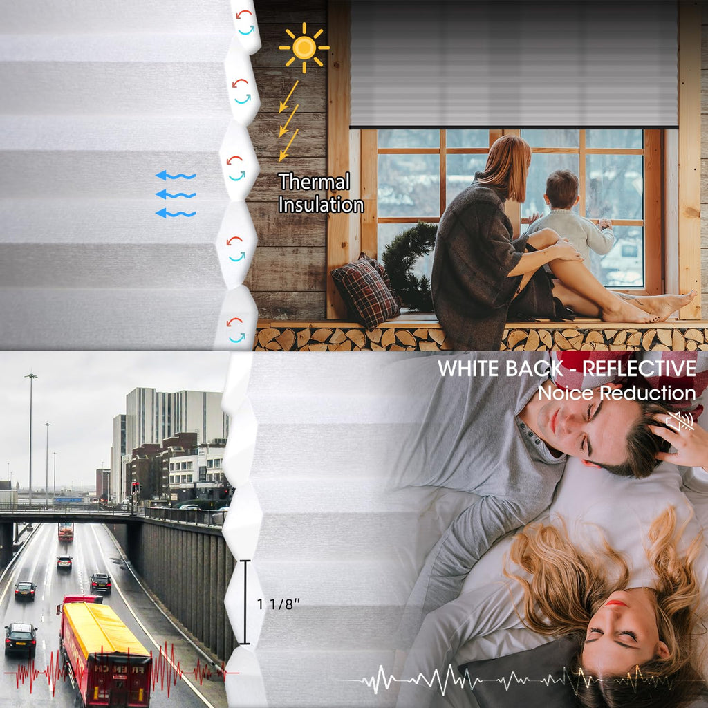 Motorized Cellular Shades, 60% Blackout Single-Cell White