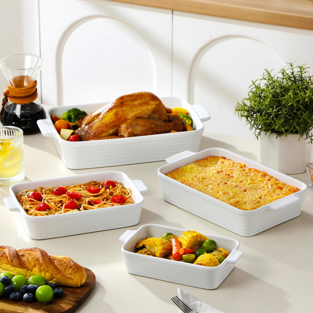 Casserole Dishes for Oven, Porcelain Baking Dish Set of 4