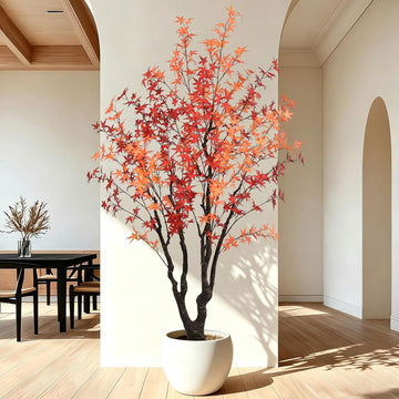 7FT Artificial Maple Tree, Realistic Fall Maple Leaves Fake Tree with Sturdy Base, Lifelike Faux Autumn Maple Plant