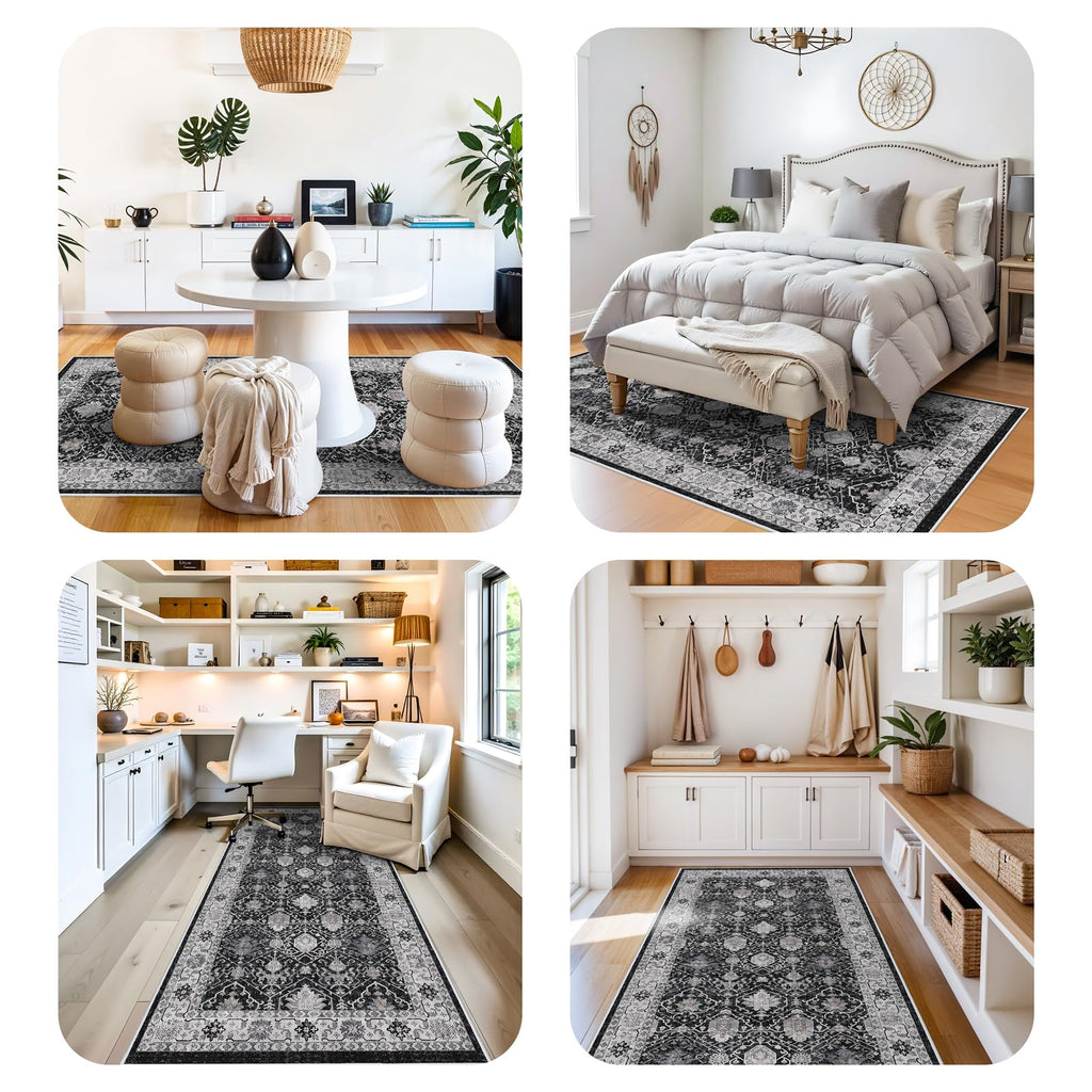 4x10 Washable Hallway Runner Rug: Oriental 10ft Extra Wide Ultra Soft Runners Bedroom Stain Resistant Low Pile Carpet