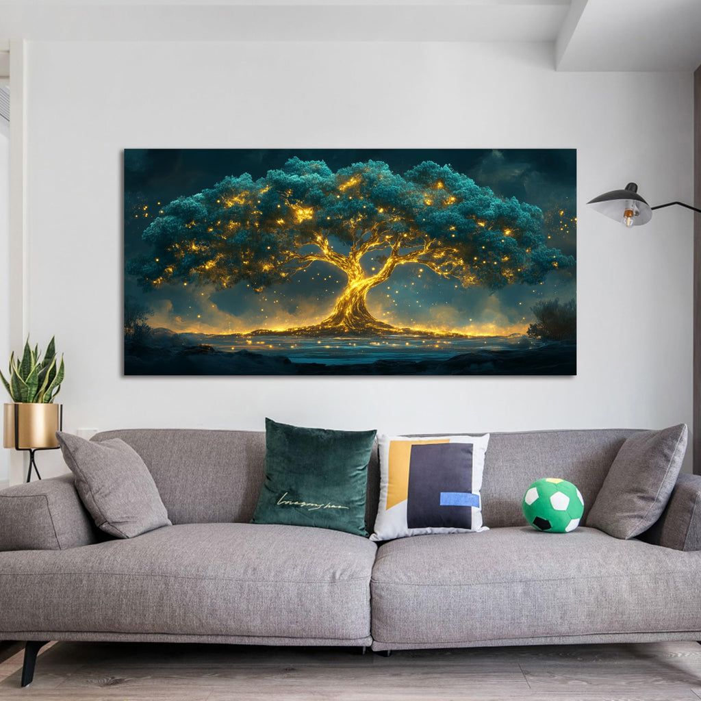 Canvas Wall Art Decor Artwork for Walls Green Gold Wall Art Decor Tree of Life Wall Art Tree Wall Decor Art Wall Art