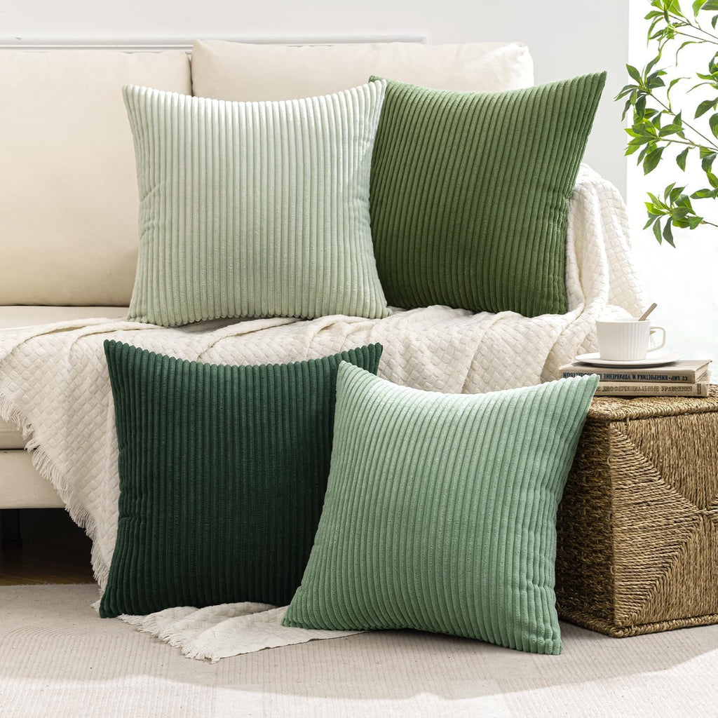 Soft Corduroy Decorative Throw Pillow Covers Forest Green 24x24