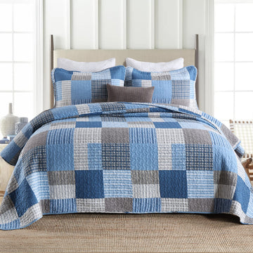 100% Cotton Quilt Farmhouse Plaid 3-Pieces Bedding