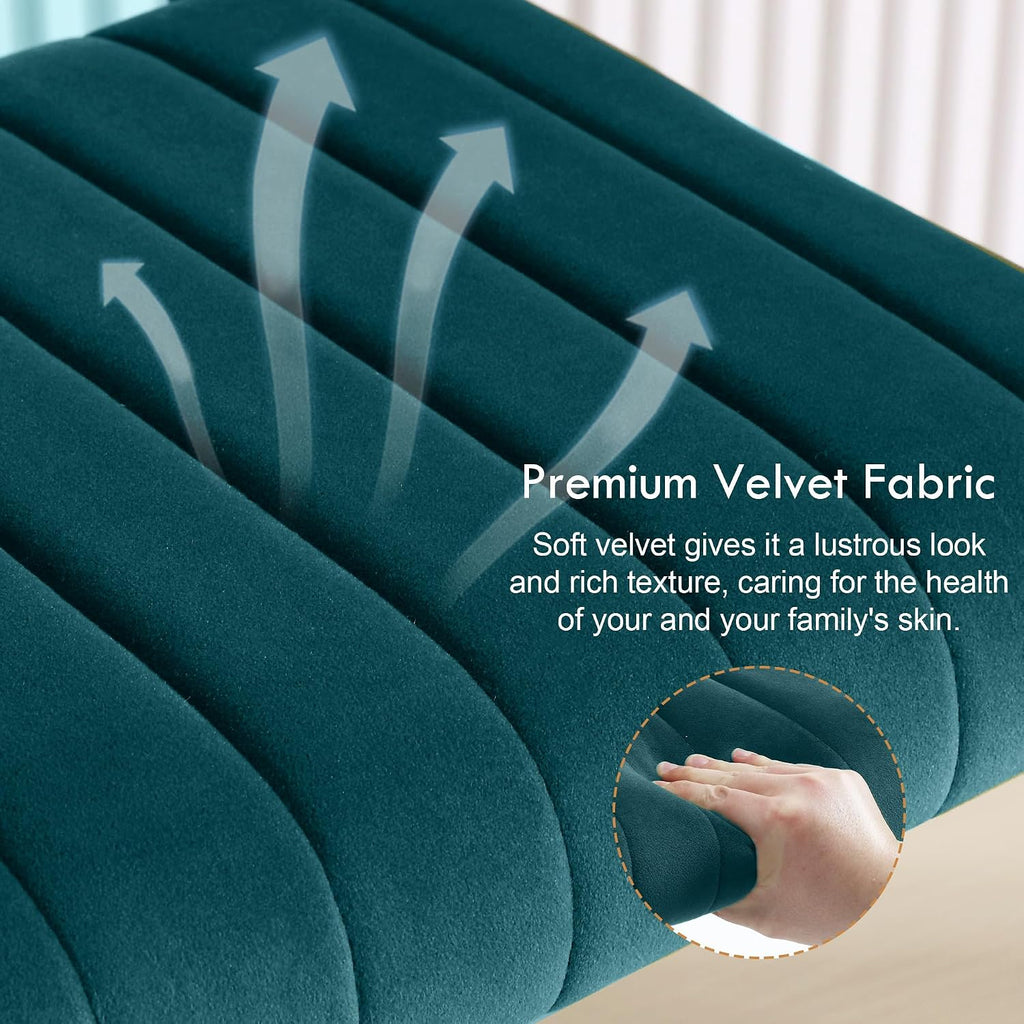 Modern Luxury Velvet Dining Room Chairs Set of 4, Teal Upholstered Kitchen Chairs, Heavy Duty Contemporary Armless