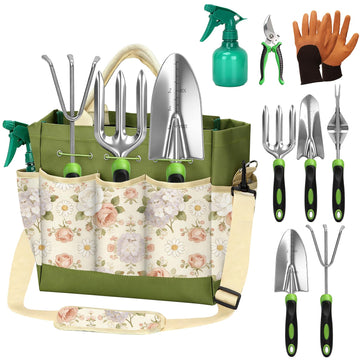 Gardening Tools Set with Floral Handbag, Gardening Gifts for Women