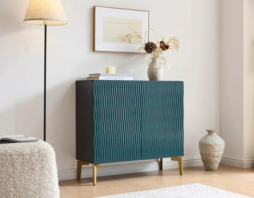 2-Door Storage Cabinet - Accent Sideboard Buffet in Blue & Black, Storage Cabinet , or Entryway