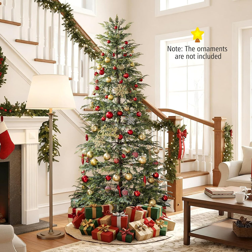 7.5 FT Pre-lit Artificial Christmas Tree Hinged Sparse Xmas Fir Tree with 500 LED Lights, 8 Modes, 725 Branch Tips