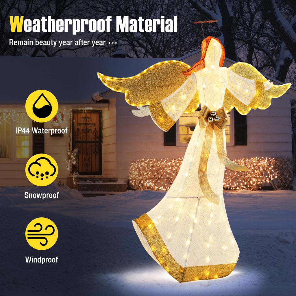 5.2 FT Outdoor Christmas Lighted Angel, Pre-lit 3D Winged Angel