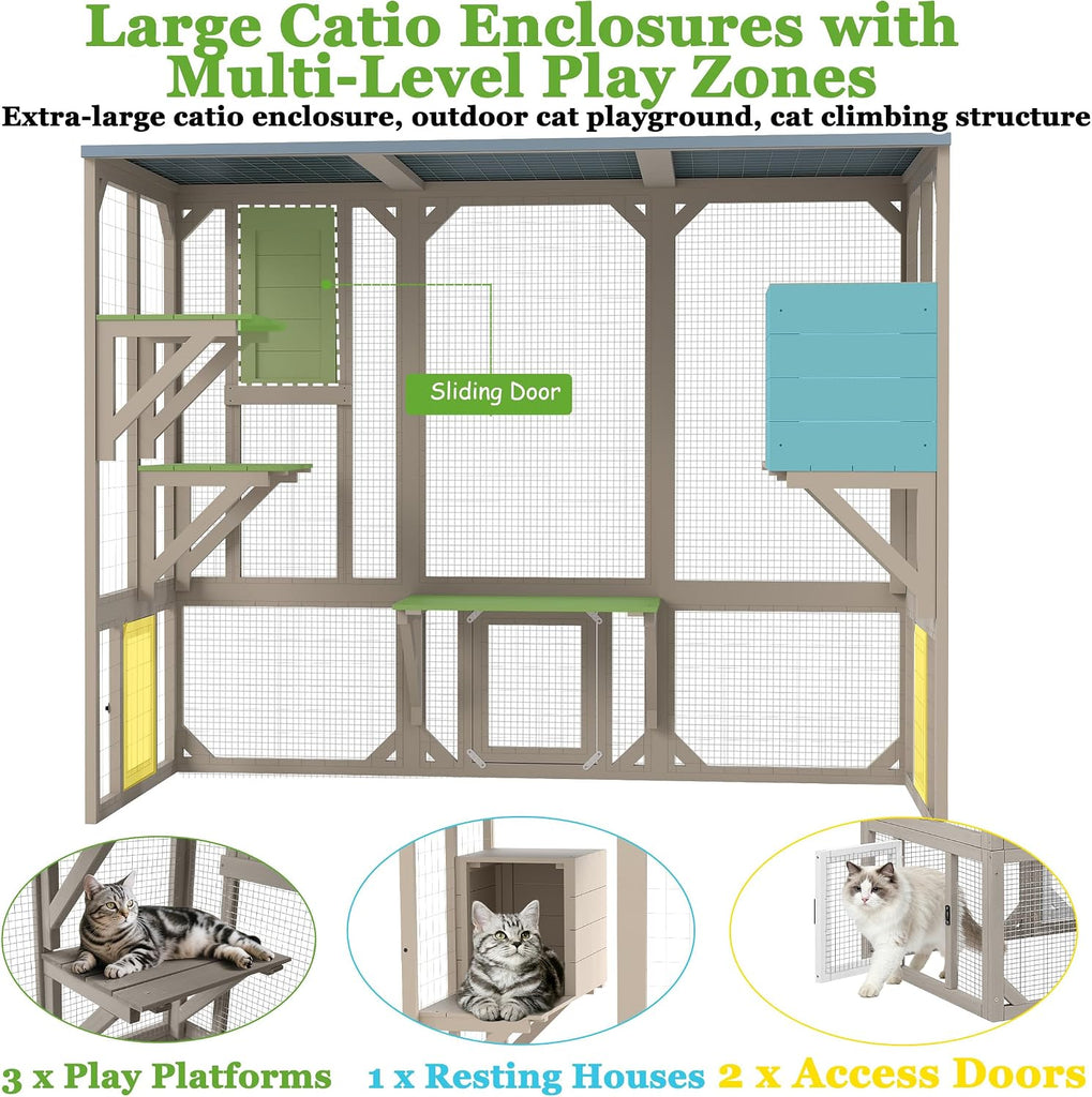 Catio Cat Enclosures Cat's House for Indoor Outdoor for 1-3 Cats