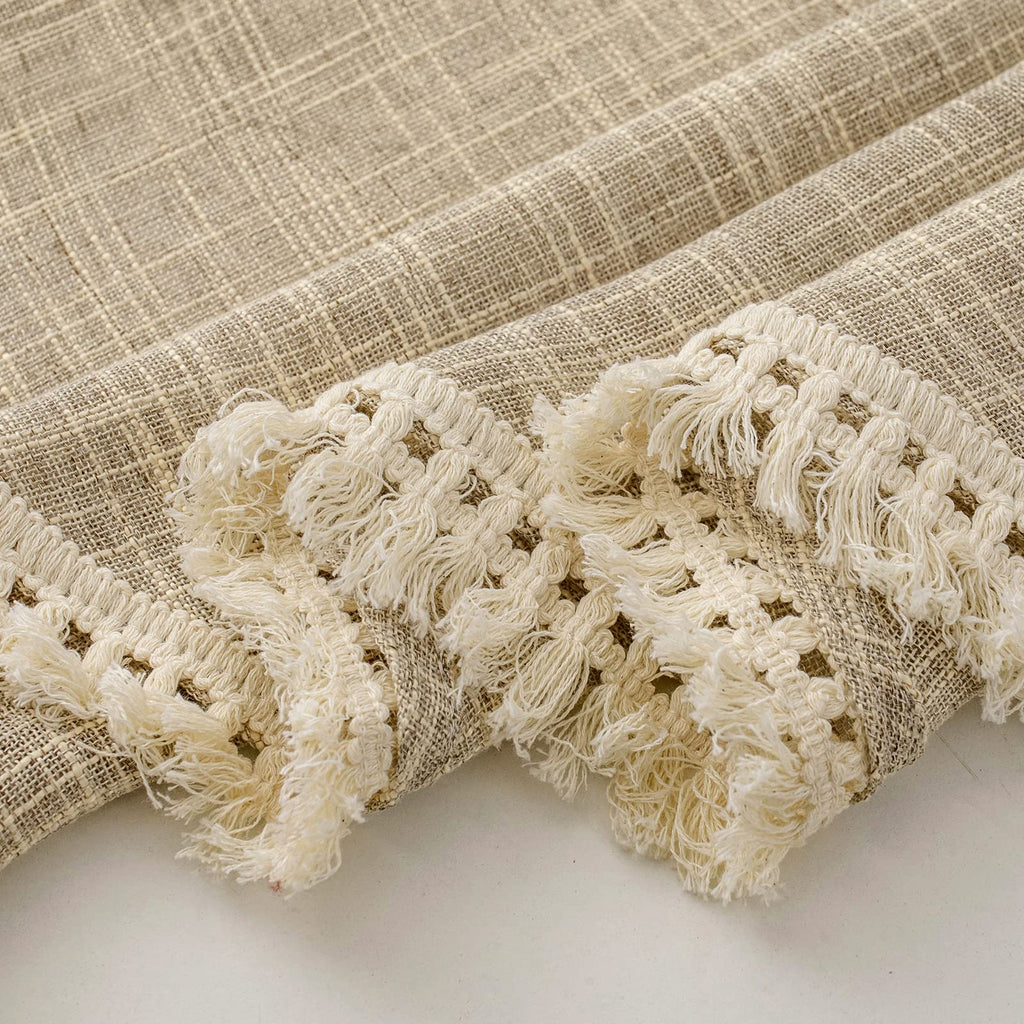 Beda Home Tassel Linen Textured Swag Curtain Valance, Taupe, 36 x 63 in