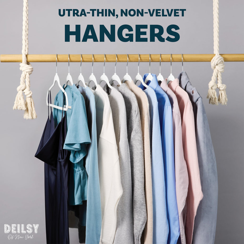 TM Non-Velvet Thin Hangers Space Saving White Hangers 50 Pack