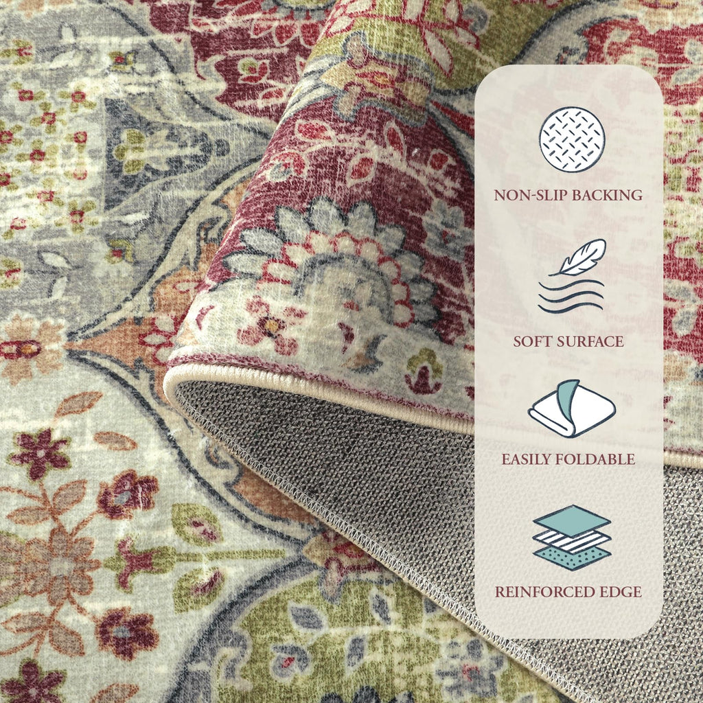 Moroccan Hallway Rug, 2x5 Soft Washable Kitchen Runner Rug Non Slip
