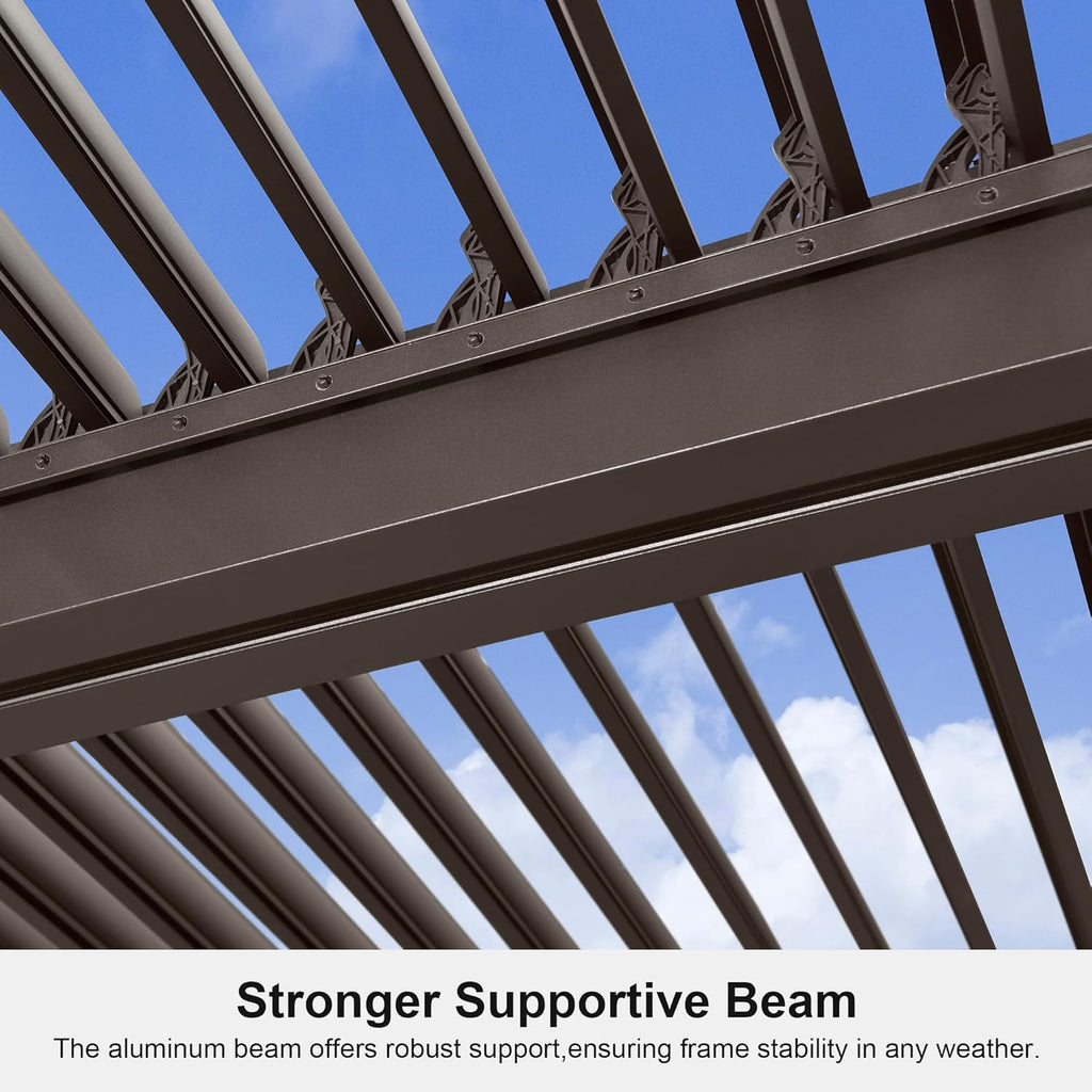 Outdoor 12' × 16' Louvered Pergola with Screens Patio Adjustable Aluminum Canopy Retractable Metal Roof for Deck