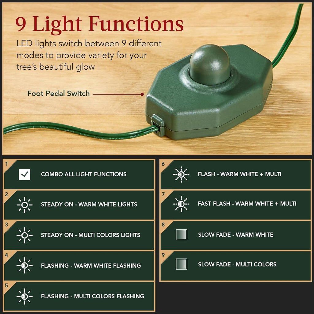 Pre-Lit Cashmere Christmas Tree, Premium Semi-Flocked Artificial Holiday Decor w/Cordless Connection, 2-in-1