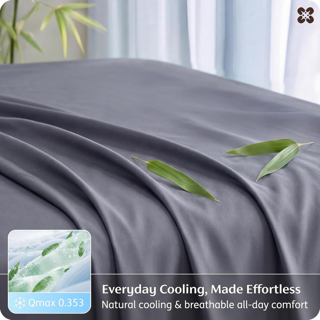 Queen Sheet Set, Cooling Sheets for Queen Bed Set, Rayon Derived from Bamboo, PureWoven, Breathable & Soft, Deep